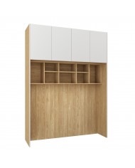 Lit pont 140/160/180×200 cm chêne huilé & blanc mat – Ambiance Mobiliandco