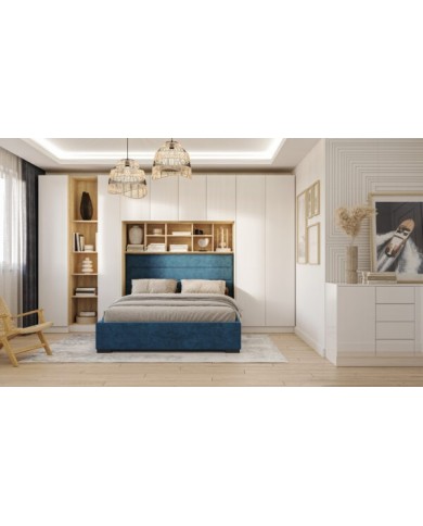 Lit pont 140/160/180×200 cm chêne huilé & blanc mat – Ambiance Mobiliandco