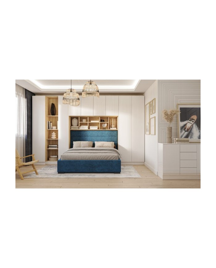 Lit pont 140/160/180×200 cm chêne huilé & blanc mat – Ambiance Mobiliandco