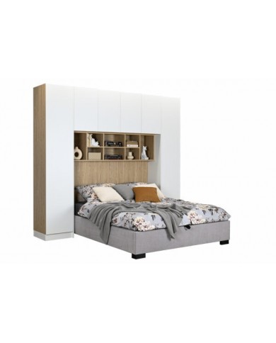 Pont de Lit avec Rangements 140/160/180 Blanc gloss brillant Ambiance