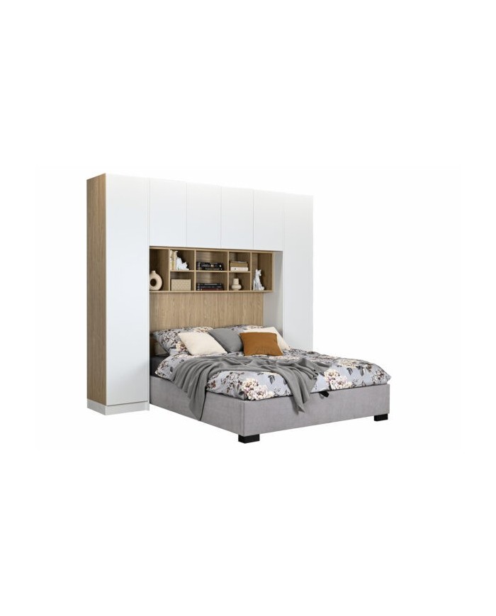 Pont de Lit avec Rangements 140/160/180 Blanc gloss brillant Ambiance