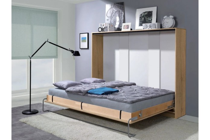 Armoire lit escamotable relevable horizontal 140x200 cm Chêne Sonoma Premium