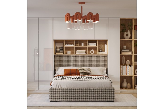 Pont de Lit avec Rangements 140/160/180 Blanc gloss brillant Ambiance