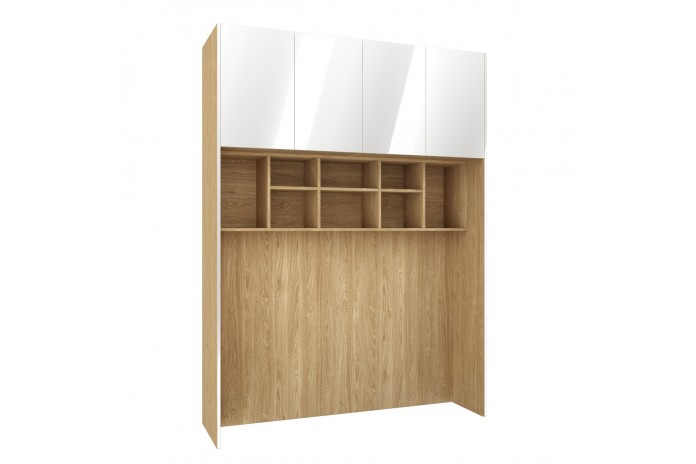Pont de Lit avec Rangements 140/160/180 Blanc gloss brillant Ambiance