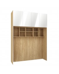 Pont de Lit avec Rangements 140/160/180 Blanc gloss brillant Ambiance