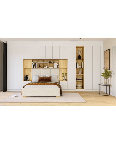 Pont de Lit Rangements avec chevets 140/160/180 cm Blanc mat Ambiance +