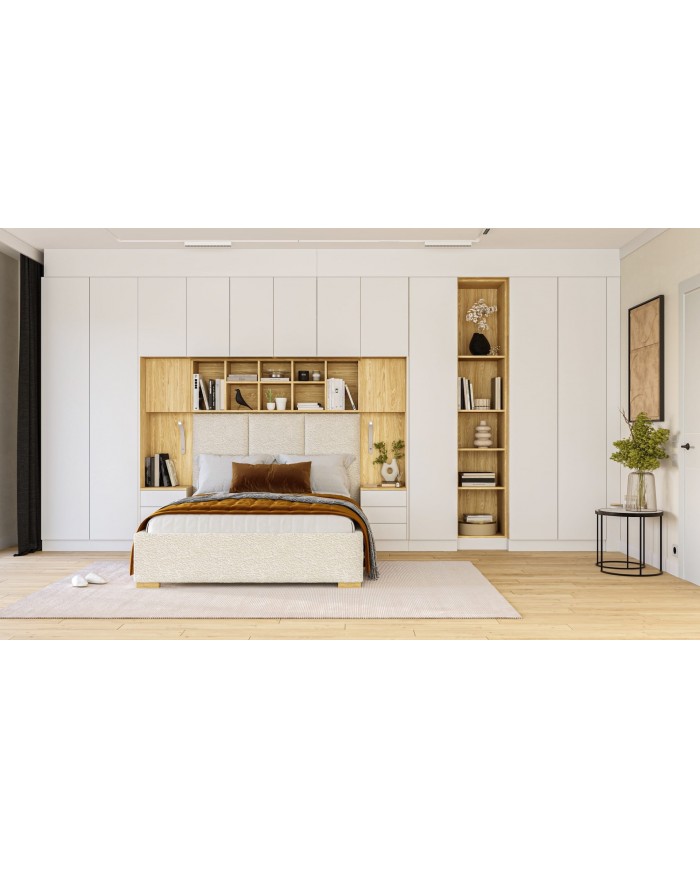 Pont de Lit Rangements avec chevets 140/160/180 cm Blanc mat Ambiance +