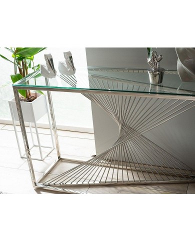 Console Design en verre trempé et métal Flame C 120 x 40 cm