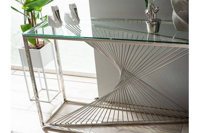 Console Design en verre trempé et métal Flame C 120 x 40 cm