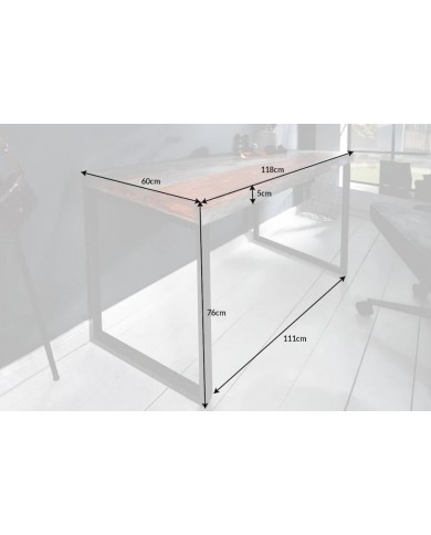 Bureau en bois massif et pieds métal 120 cm WORK