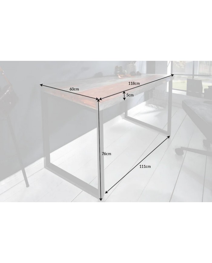 Bureau en bois massif et pieds métal 120 cm WORK