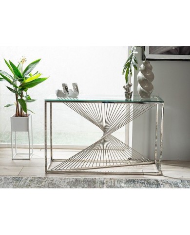 Console Design en verre trempé et métal Flame C 120 x 40 cm