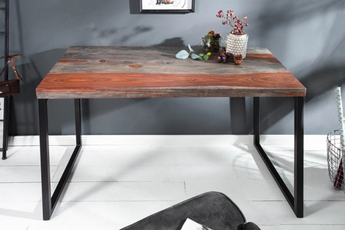 Bureau en bois massif et pieds métal 120 cm WORK