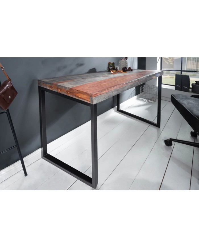 Bureau en bois massif et pieds métal 120 cm WORK