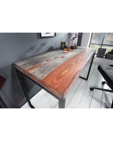 Bureau en bois massif et pieds métal 120 cm WORK