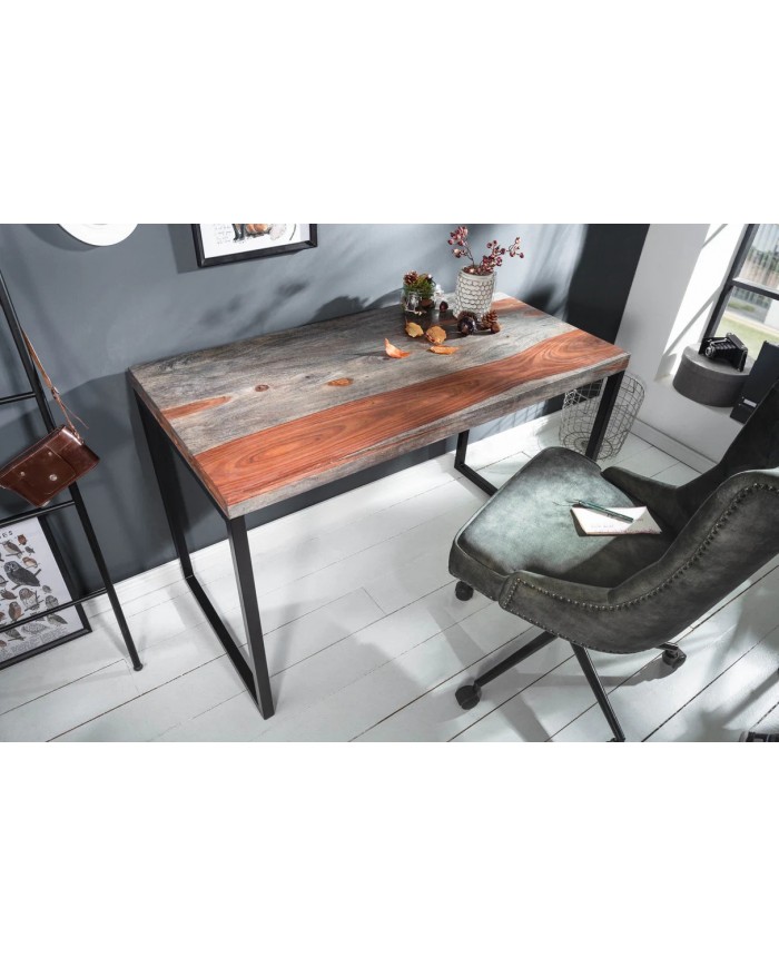 Bureau en bois massif et pieds métal 120 cm WORK