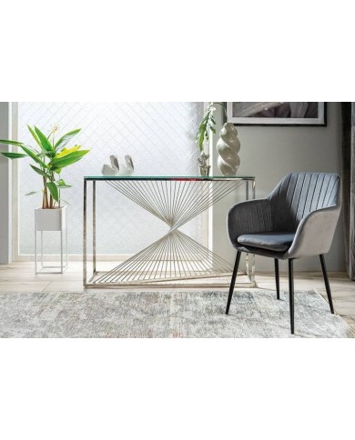Console Design en verre trempé et métal Flame C 120 x 40 cm