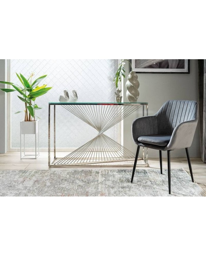 Console Design en verre trempé et métal Flame C 120 x 40 cm