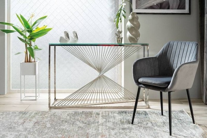 Console Design en verre trempé et métal Flame C 120 x 40 cm