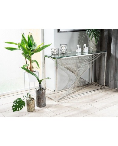 Console Design en verre trempé et métal Flame C 120 x 40 cm