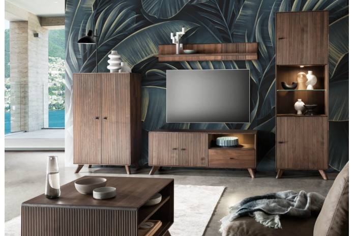 Commodeb buffet bois massif de hêtre huilé  2 portes 3 tiroirs 140 cm Tabac