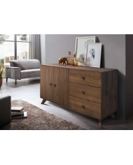 Commodeb buffet bois massif de hêtre huilé  2 portes 3 tiroirs 140 cm Tabac