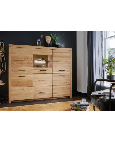 Buffet 3 portes et 2 tiroirs Chêne Massif 170 cm Collection Prestige : le choix de qualité