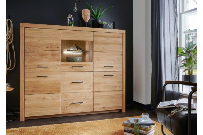 Buffet 3 portes et 2 tiroirs Chêne Massif 170 cm Collection Prestige : le choix de qualité