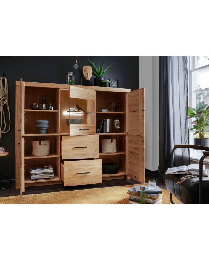 Buffet 3 portes et 2 tiroirs Chêne Massif 170 cm Collection Prestige : le choix de qualité