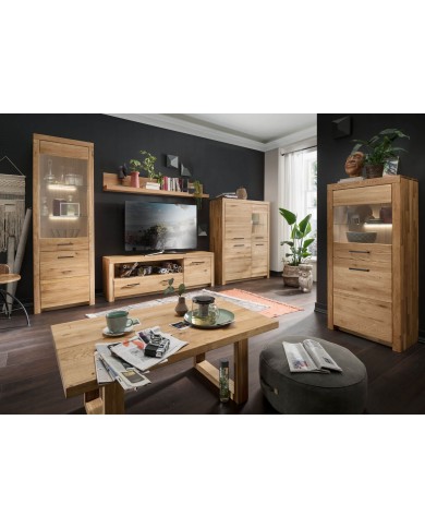 Meuble TV avec 2 portes et 2 tiroirs 170 cm chêne massif Prestige III