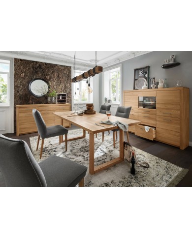 Meuble TV avec 2 portes et 2 tiroirs 170 cm chêne massif Prestige III