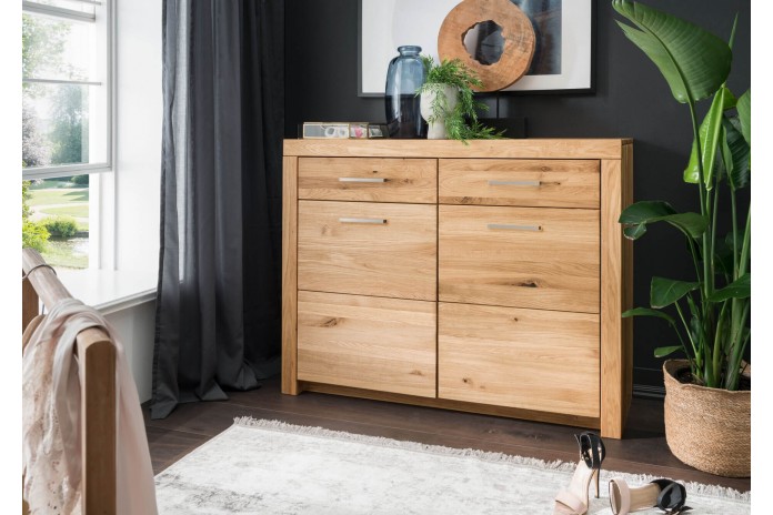 Commode 2 portes 2 tiroirs 118 cm Chêne Massif Collection Prestige