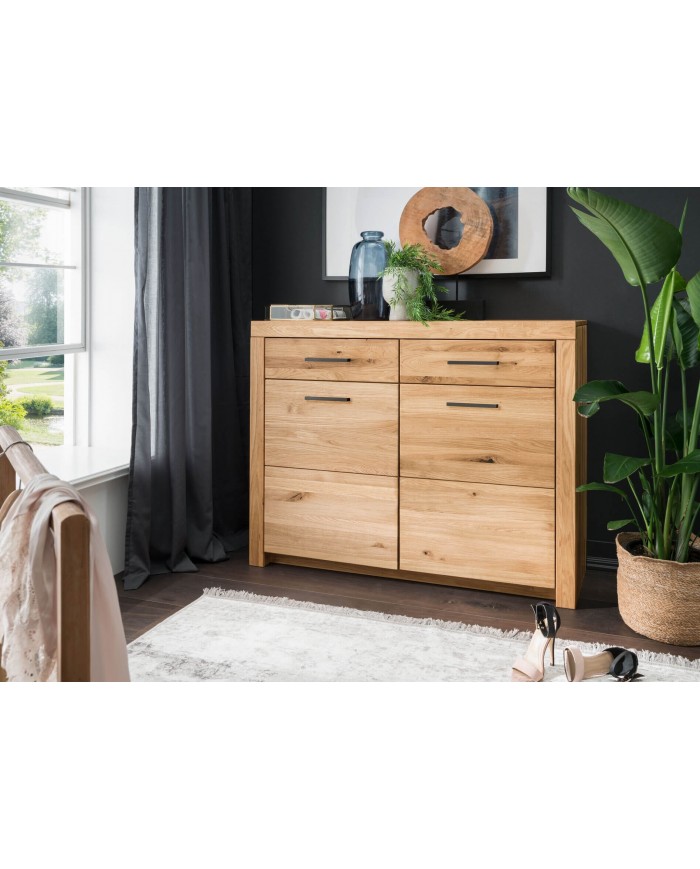 Commode 2 portes 2 tiroirs 118 cm Chêne Massif Collection Prestige
