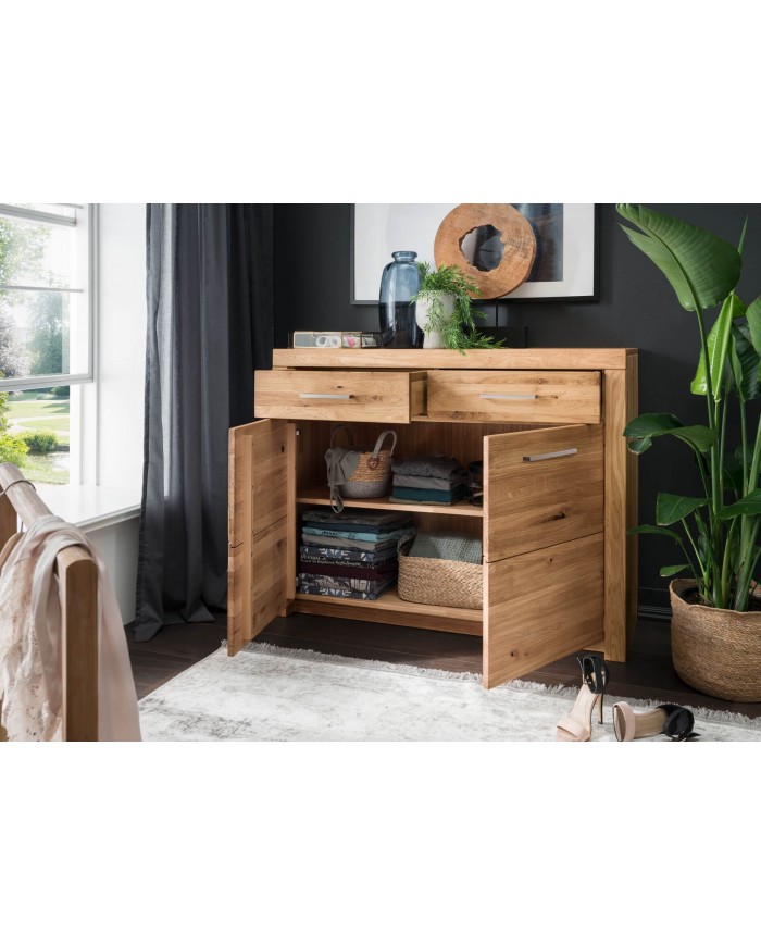 Commode 2 portes 2 tiroirs 118 cm Chêne Massif Collection Prestige
