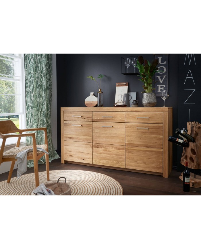 Buffet 3 portes 3 tiroirs 170 cm Chêne Massif Collection Prestige