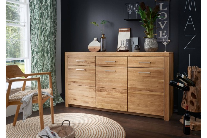 Buffet 3 portes 3 tiroirs 170 cm Chêne Massif Collection Prestige