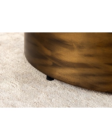 Table basse ronde design 60 cm structure dorée noir et blanc ALTIS