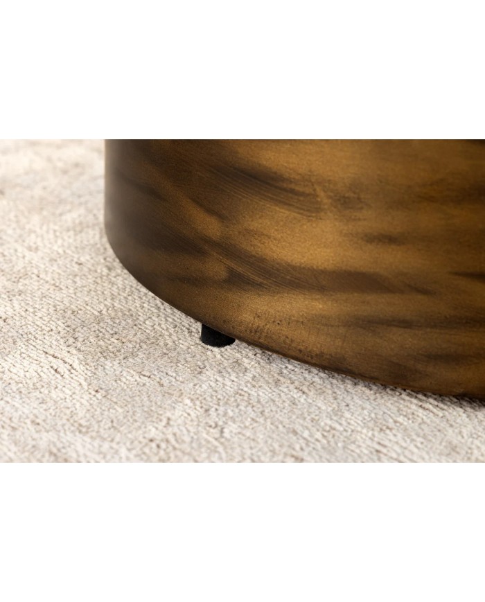 Table basse ronde design 60 cm structure dorée noir et blanc ALTIS