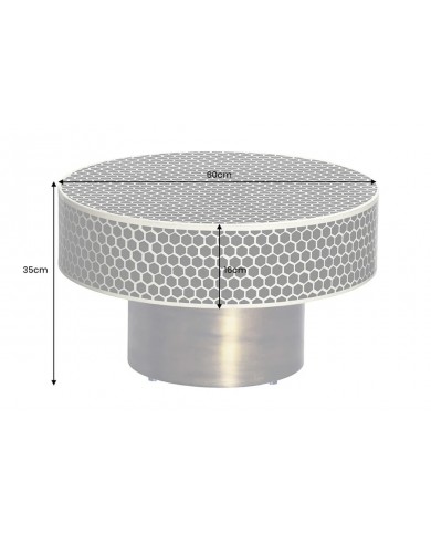 Table basse ronde design 60 cm structure dorée noir et blanc ALTIS