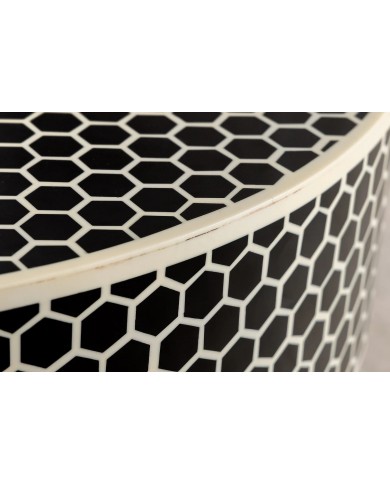 Table basse ronde design 60 cm structure dorée noir et blanc ALTIS