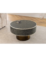 Table basse ronde design 60 cm structure dorée noir et blanc ALTIS