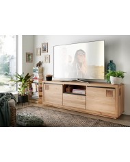 Meuble TV 180 cm multifonction chêne massif huilé Collection Artisan