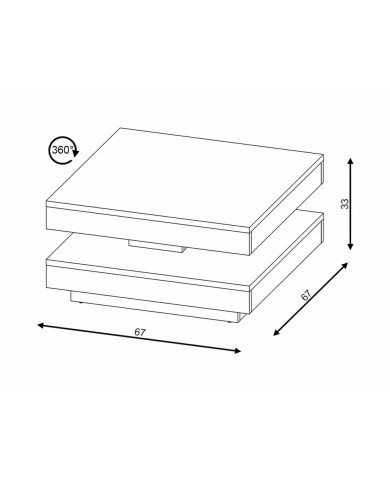 Table basse avec plateau rotatif 360° 67x67 cm Cotto