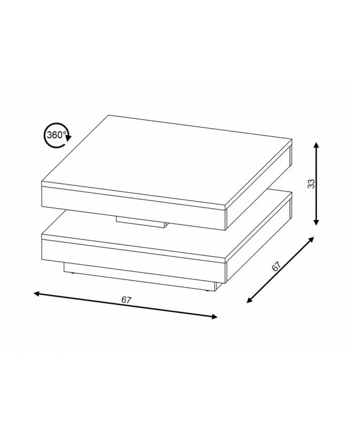 Table basse avec plateau rotatif 360° 67x67 cm Cotto