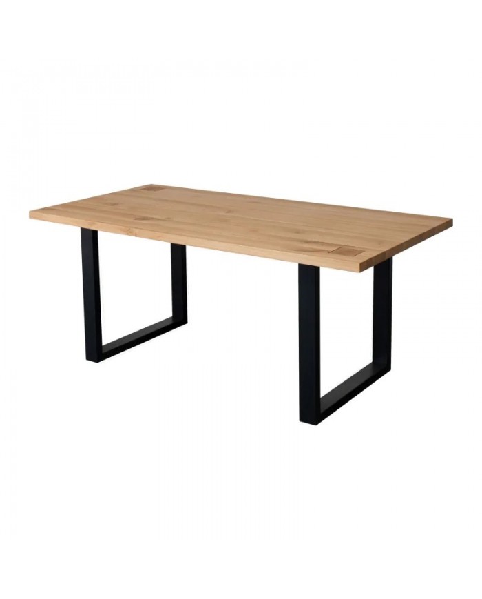 Table 200x100 cm en chêne massif et métal Collection Artisan