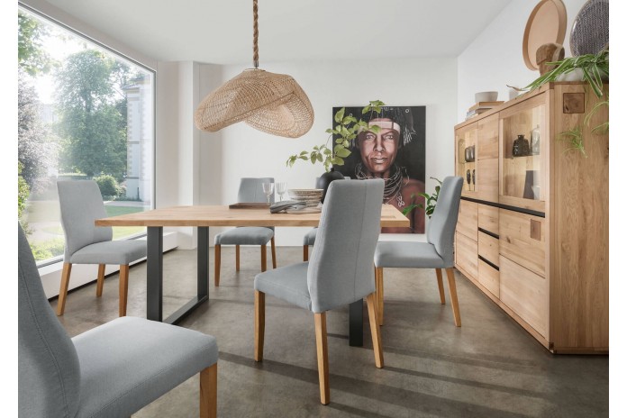Table 160x90 chêne massif et métal Collection Artisan