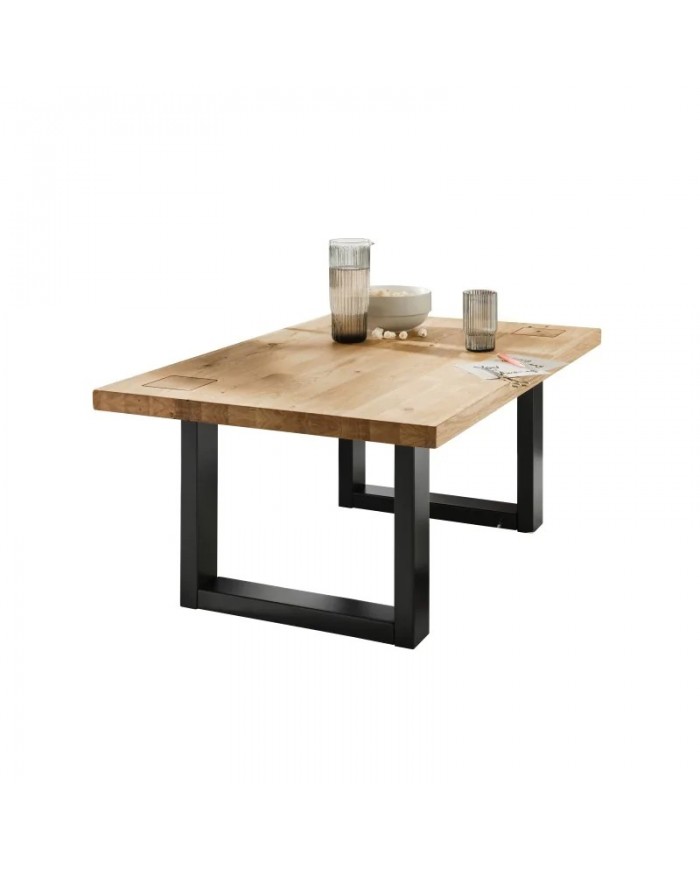 Table 160x90 chêne massif et métal Collection Artisan