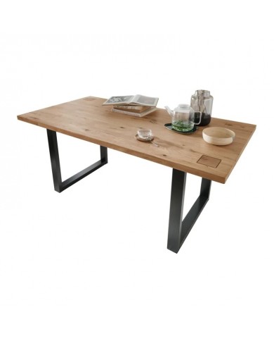 Table 160x90 chêne massif et métal Collection Artisan