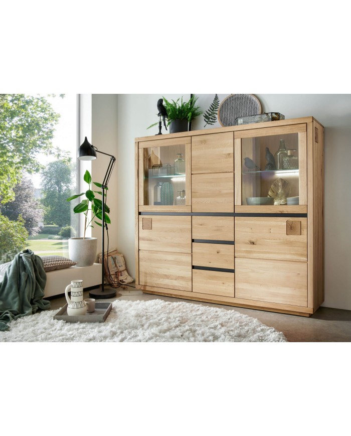 Buffet 5 portes - 3 tiroirs chêne massif huilé Collection ARTISAN