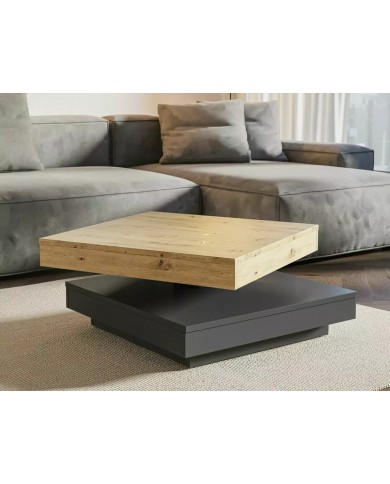 Table basse avec plateau rotatif 360° 67x67 cm Cotto